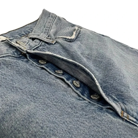 AGOLDE Mid Rise Relaxed Boot Cut Jeans in Curio Light Denim Organic Cotton 26 - Picture 7 of 14